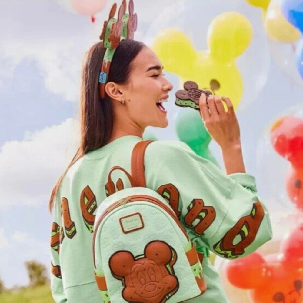 Disney Eats Ice Cream Sandwich Loungefly Mini Backpack & Ears Mint NWT